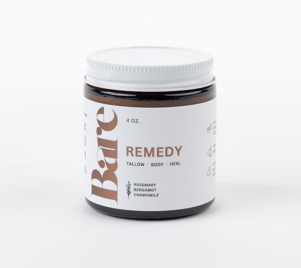 Remedy tallow balm from Bare Tallow Co., a rich balm for dry and stubborn patches of skin